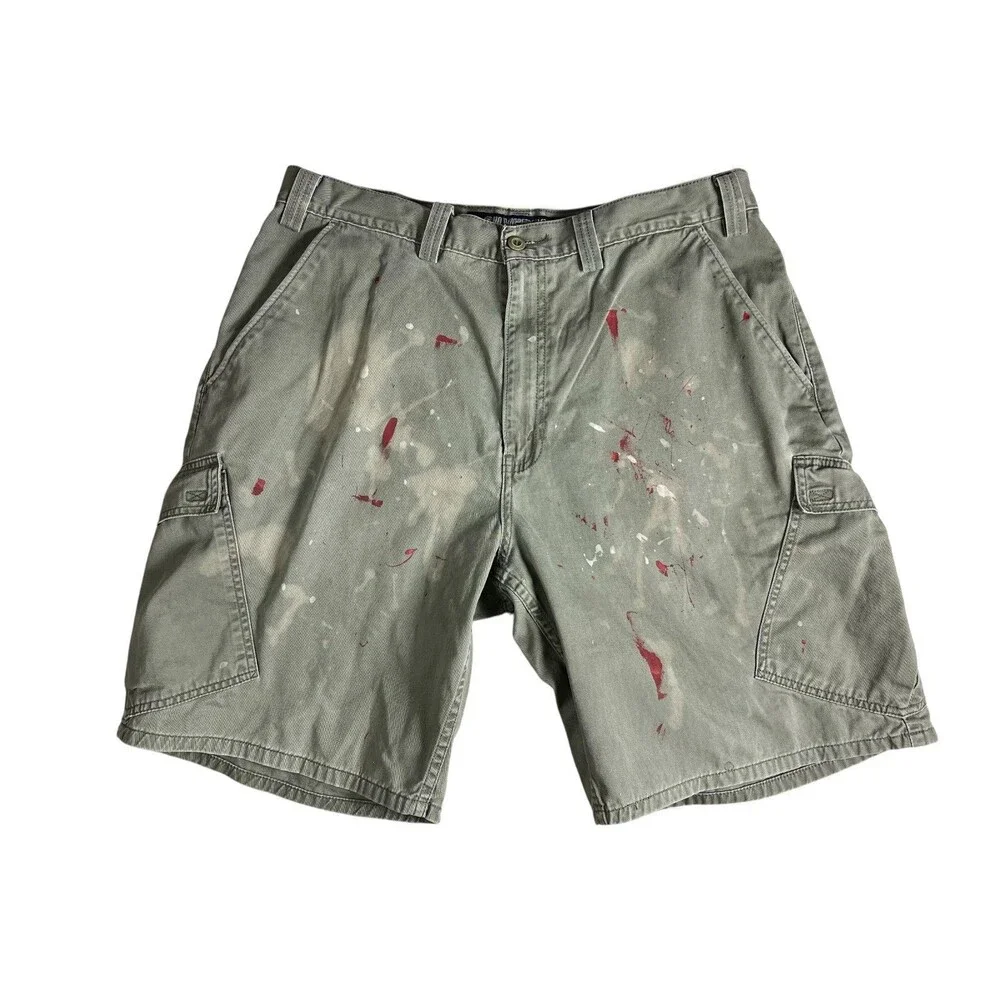 Levis Silvertab Men's Vintage Thrashed Y2K Cargo Shorts  Size 38  Green  Grunge